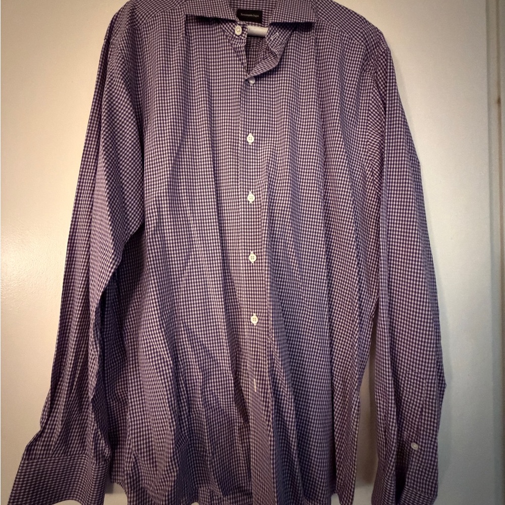 Ermenegildo Zegna Purple Micro-Check Dress Shirt